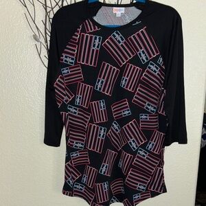 LuLaRoe Black and Red Geometric Top